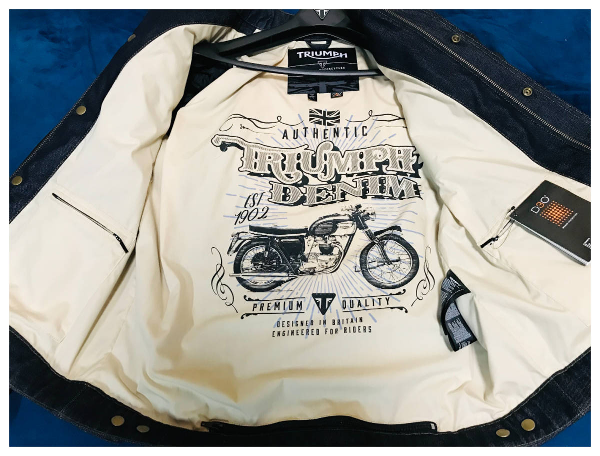 未使用 TRIUMPH トライアンフ 袖レザー デニムジャケット BYFORD 未使用 TRIUMPH トライアンフ 袖レザー デニムジャケット BYFORD
