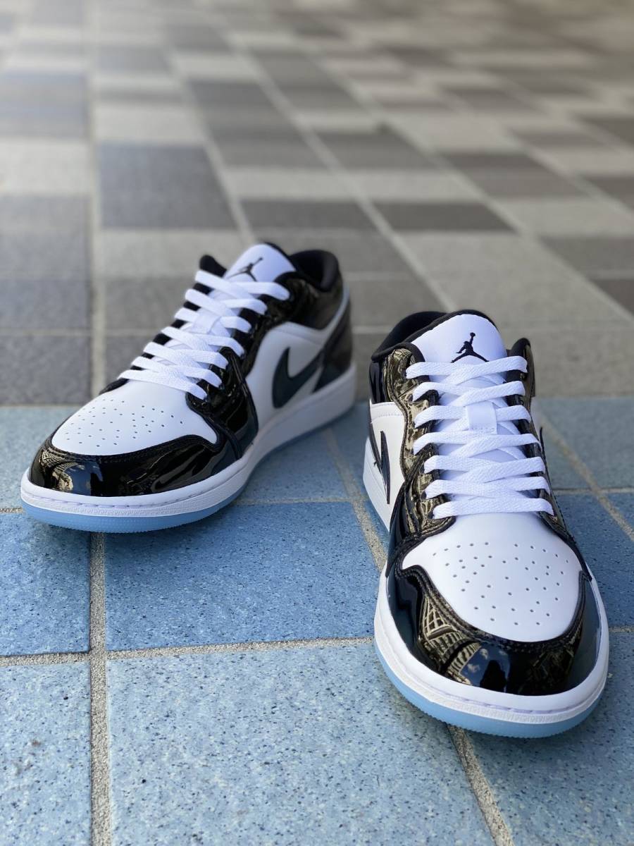 正規品 【us12】 NIKE ナイキ AIR JORDAN1 ジョーダン1 SpaceJam ローカット 特別モデル 黒パテント クリアソール 30cm (AJ101)_画像9