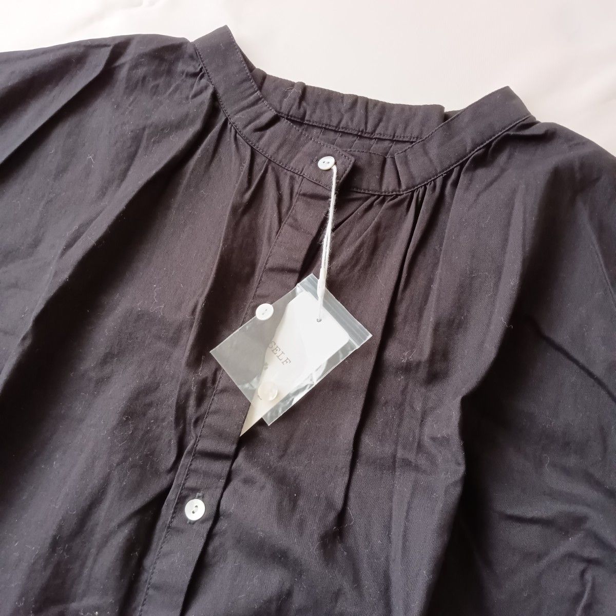 サイズＬ 後ろピンタックチュニック 黒 ブラック 綿100％ SELF+SERVICE 羽織り ワンピース スプリングコート