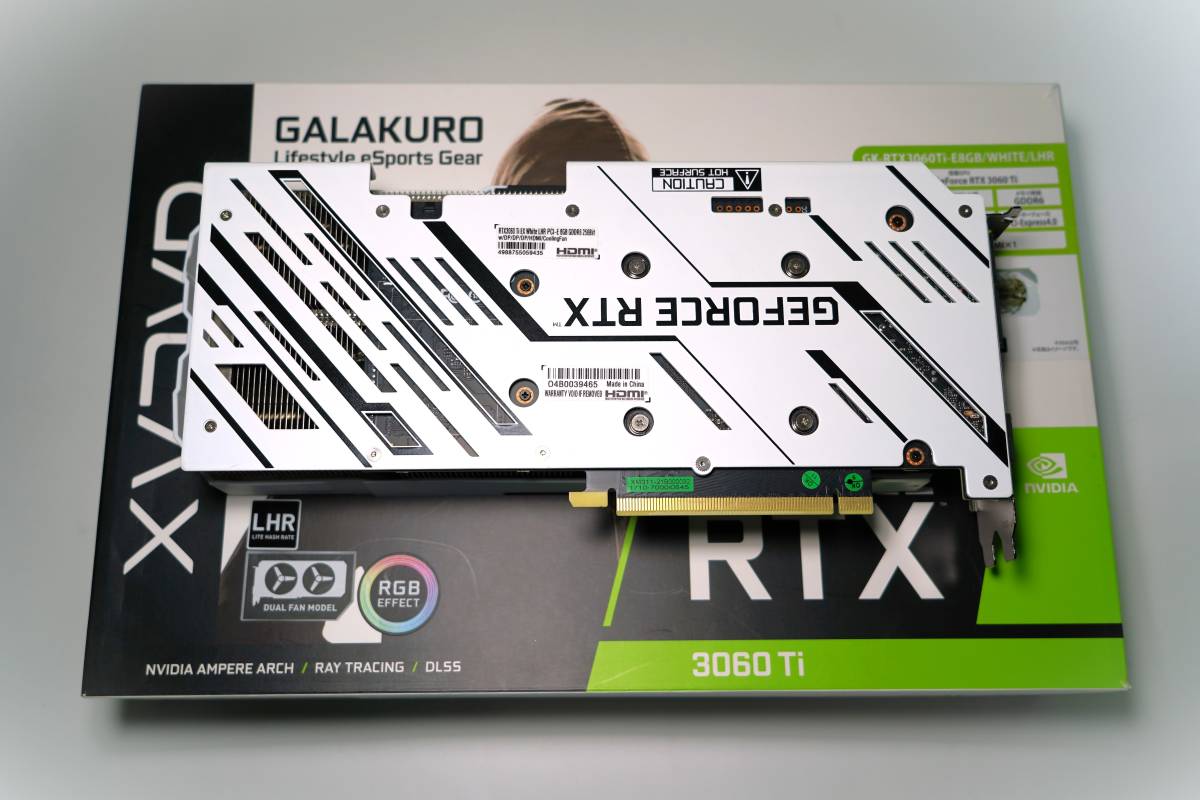 ジャンク扱い GEFORCE 玄人志向 GALAKURO GK-RTX3060Ti-E8GB WHITE LHR