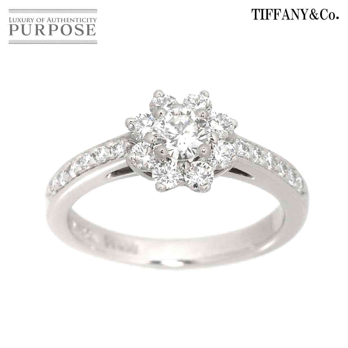 ティファニー TIFFANY&Co. 8号 リング ダイヤ Pt プラチナ フラワー 指輪 Diamond Ring 90183109