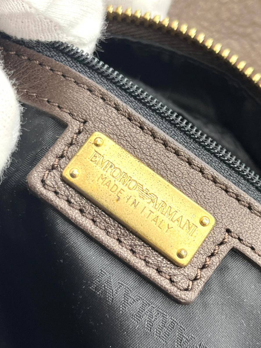 Emporio Armani エンポリオ アルマーニ オールレザーボストンバッグ アルマーニ 茶 ブラウン 本革 トラベルバッグ 本皮 ゴルフ