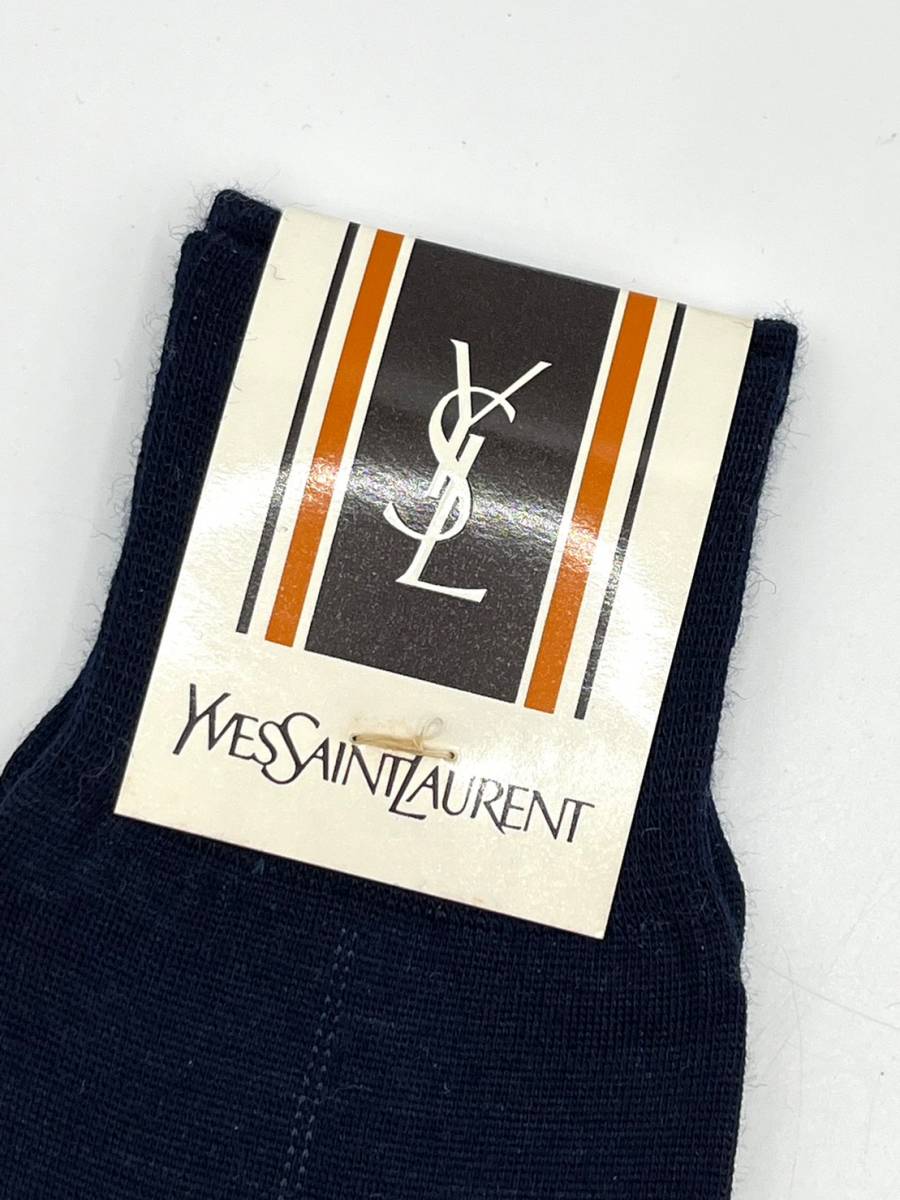 【未使用品】Yves Saint Laurent イヴサンローラン ソックス 靴下 ネイビー YSLロゴ メンズ ③_画像2