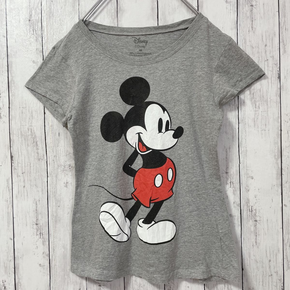 Disney ディズニー オールドミッキー レディース  半袖Tシャツ ミッキーマウス 灰色 グレー 海外古着