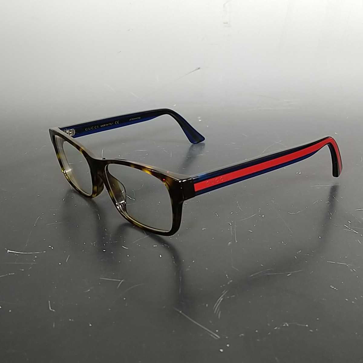 507同梱NG 美品 GUCCI GG0006OA 003 55□17-150 ハバナ 度入り メガネ 眼鏡 アイウェア メンズ レディース メガネフレーム ブランド_画像1