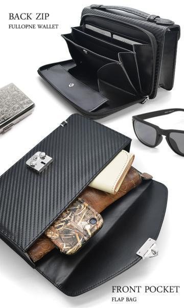 [ Father's day time sale opening ][ free shipping ][ limited time ][ new goods ][ including tax ] special *book@ carbon leather * the back side purse with function * Mini second bag black 