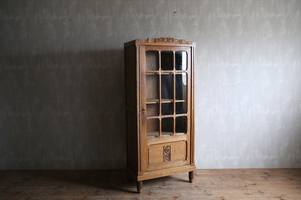  France antique * old tree display cabinet / wooden cupboard / bookcase / glass storage / showcase / display shelf / store furniture / French Vintage furniture 