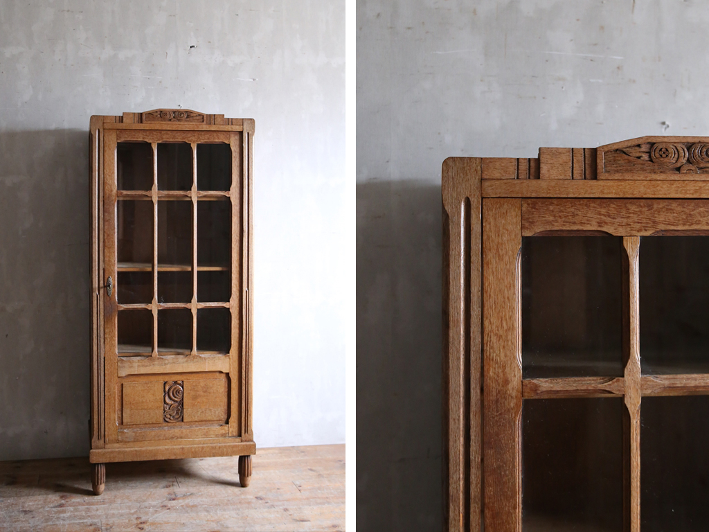  France antique * old tree display cabinet / wooden cupboard / bookcase / glass storage / showcase / display shelf / store furniture / French Vintage furniture 