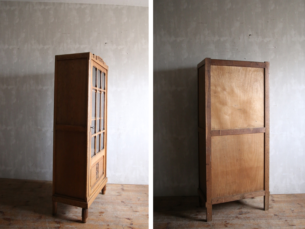  France antique * old tree display cabinet / wooden cupboard / bookcase / glass storage / showcase / display shelf / store furniture / French Vintage furniture 