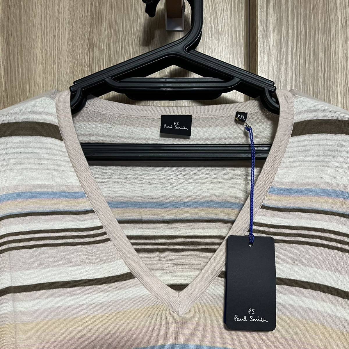 354 新品未使用 paul smith ポールスミス 長袖Vネックボーダーニット