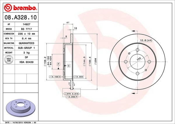 ブレンボ ブレーキディスク リア左右セット ミラージュアスティ CJ2A 08.A328.10 brembo BRAKE DISC ブレーキローター ディスクローター_画像2