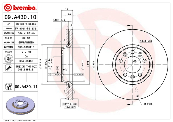 ブレンボ ブレーキディスク フロント左右セット C5 ブレーキツアラー X7RFJ 09.A430.11 brembo BRAKE DISC ブレーキローター_画像2