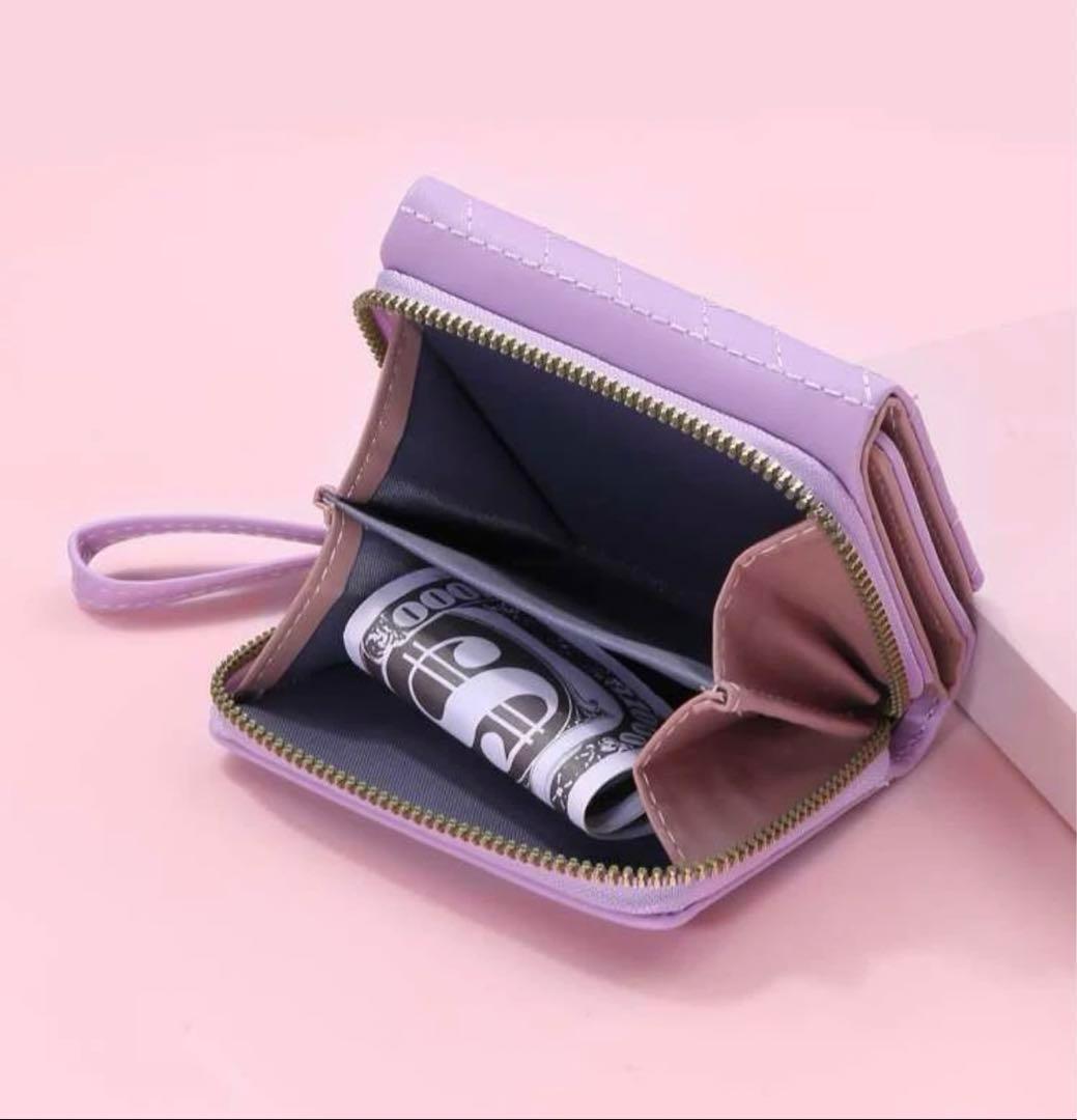 現品現品レディース女性二つ折り財布ボックス型小銭入れ付きリール付き545ピンク 折り財布