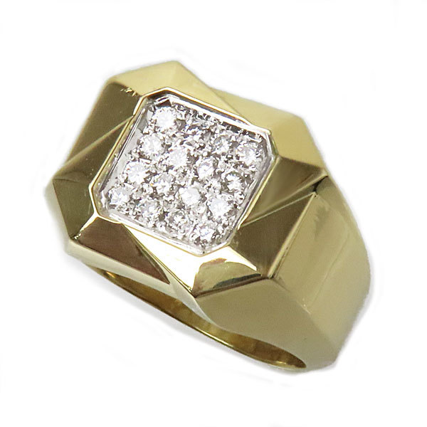 K18YG イエローゴールド リング・指輪 ダイヤモンド0.51ct 23号 13.0g メンズ 中古 美品