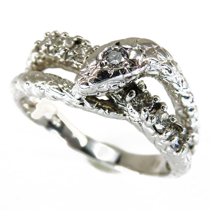 完売 ヘビ 6.4g 11号 ダイヤモンド0.21ct リング・指輪 Pt900プラチナ