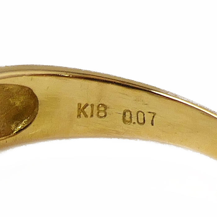 K18YG イエローゴールド ハートモチーフ リング・指輪 ダイヤモンド0.07ct 12.5号 2.3g レディース 中古_画像5