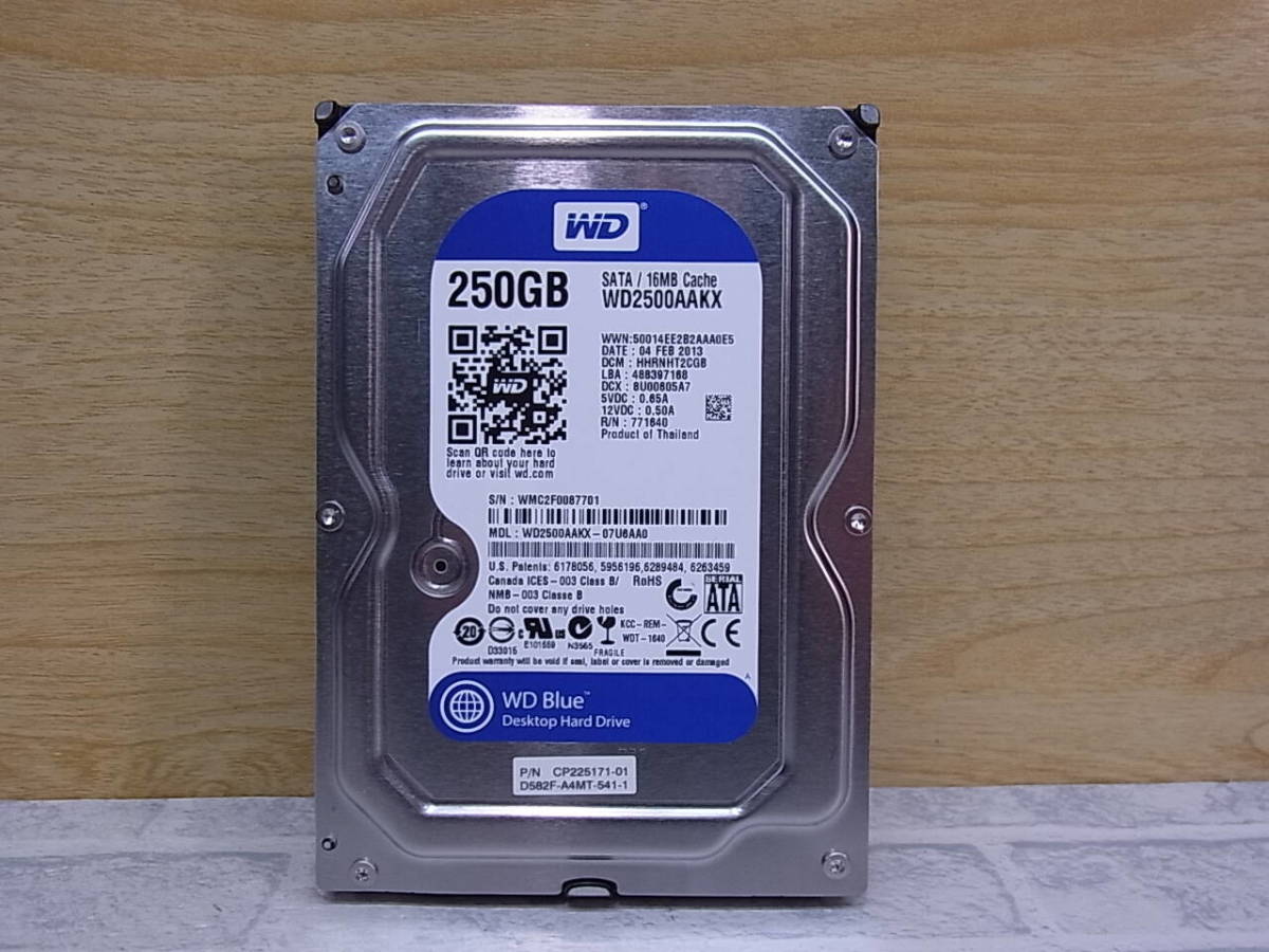 ◎K/642●ウェスタンデジタル☆Western Digital☆3.5インチHDD(ハードディスク)☆250GB SATA600 7200rpm☆WD2500AAKX☆中古品_画像1