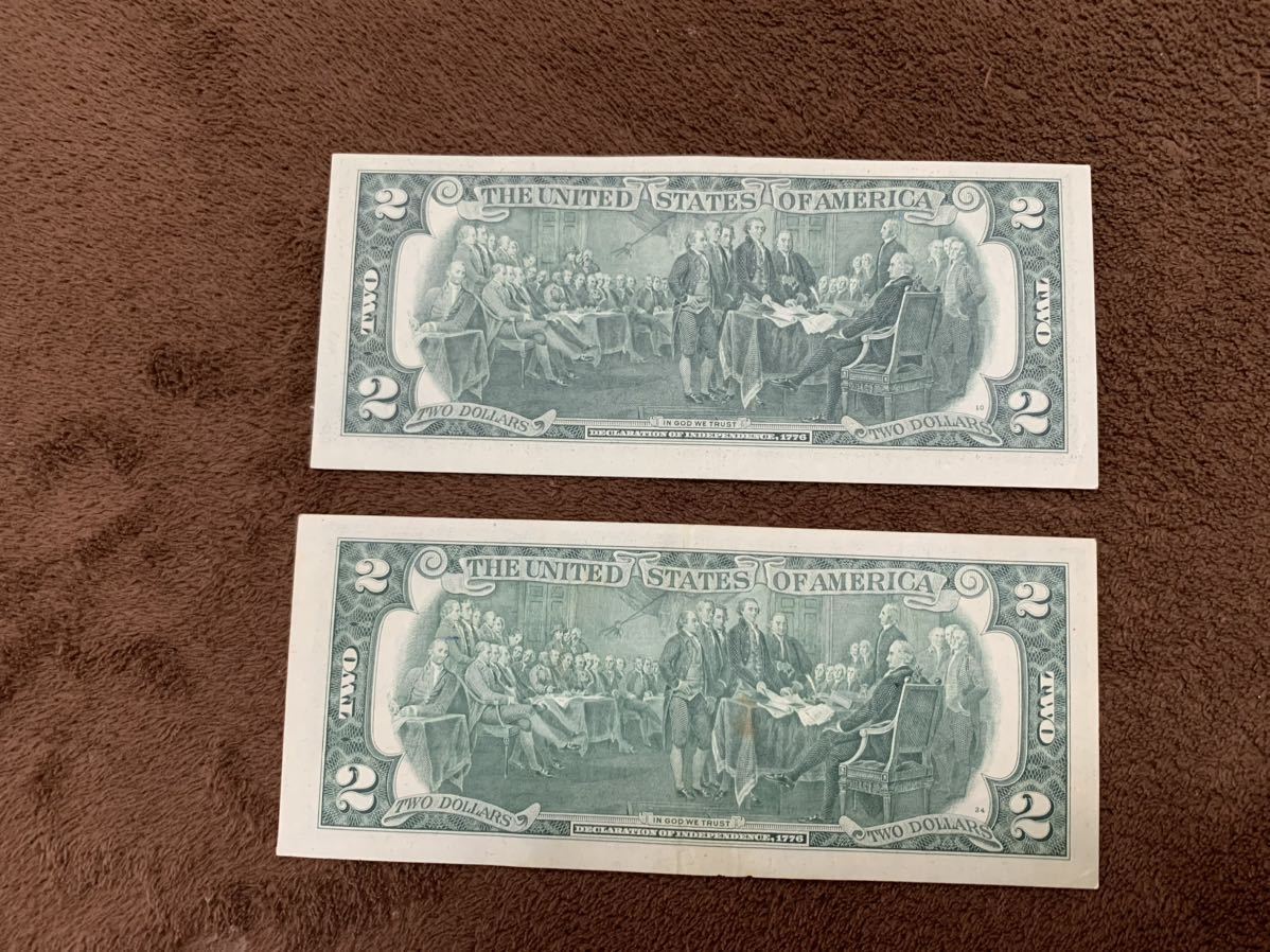アメリカ 建国周年記念 2ドル札 2枚連番 $2 米ドル 年 アメリカ