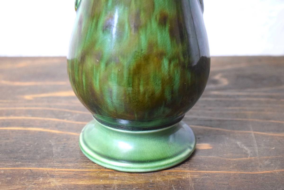 ビンテージ 陶器フラワーベース インテリア ヴィンテージ 花瓶 フラワー ディスプレイ オブジェ 置物 アメリカンビンテージ グリーン_画像7