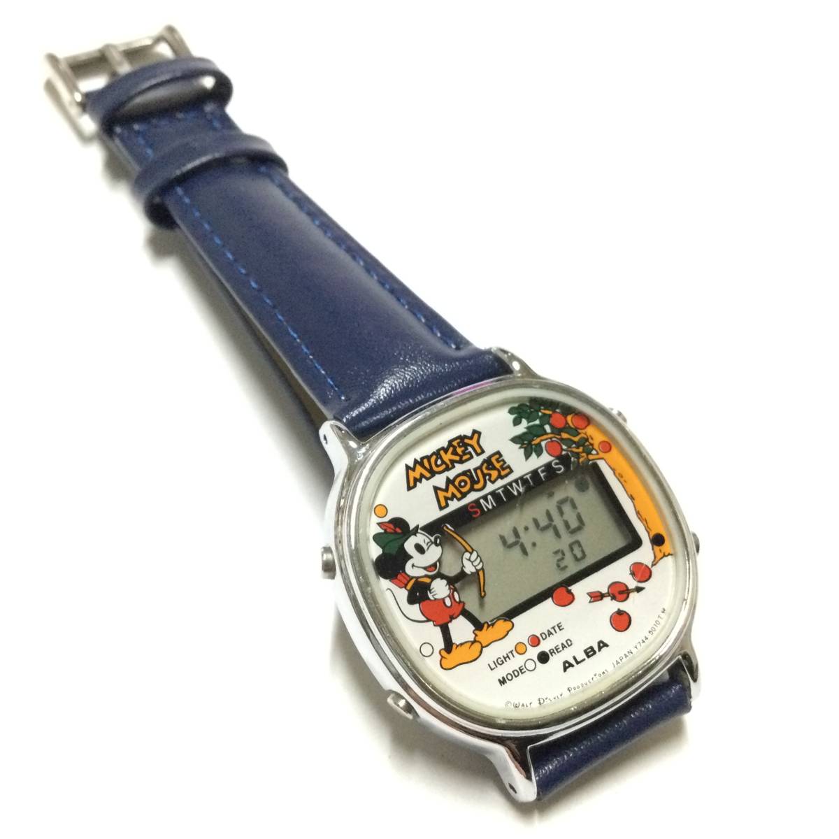 【激レア！レトロ、電池＆ベルト交換済み】セイコー アルバ SEIKO ALBA ディズニー ミッキーマウス ゲームウォッチ デジタル腕時計。