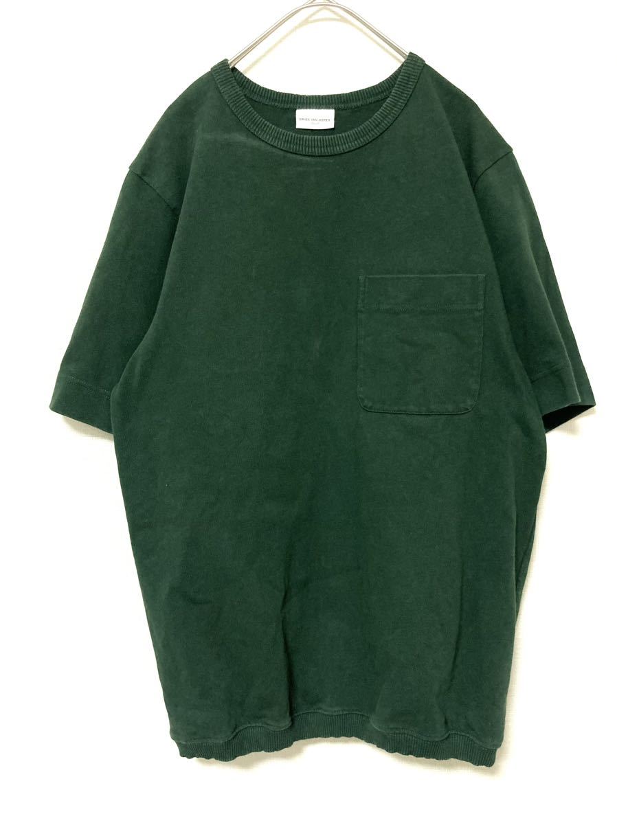 ドリスヴァンノッテン DRIES VAN NOTEN クルーネック リブ tシャツ ニット 半袖 メンズ 緑 グリーン トップス コットンの画像1