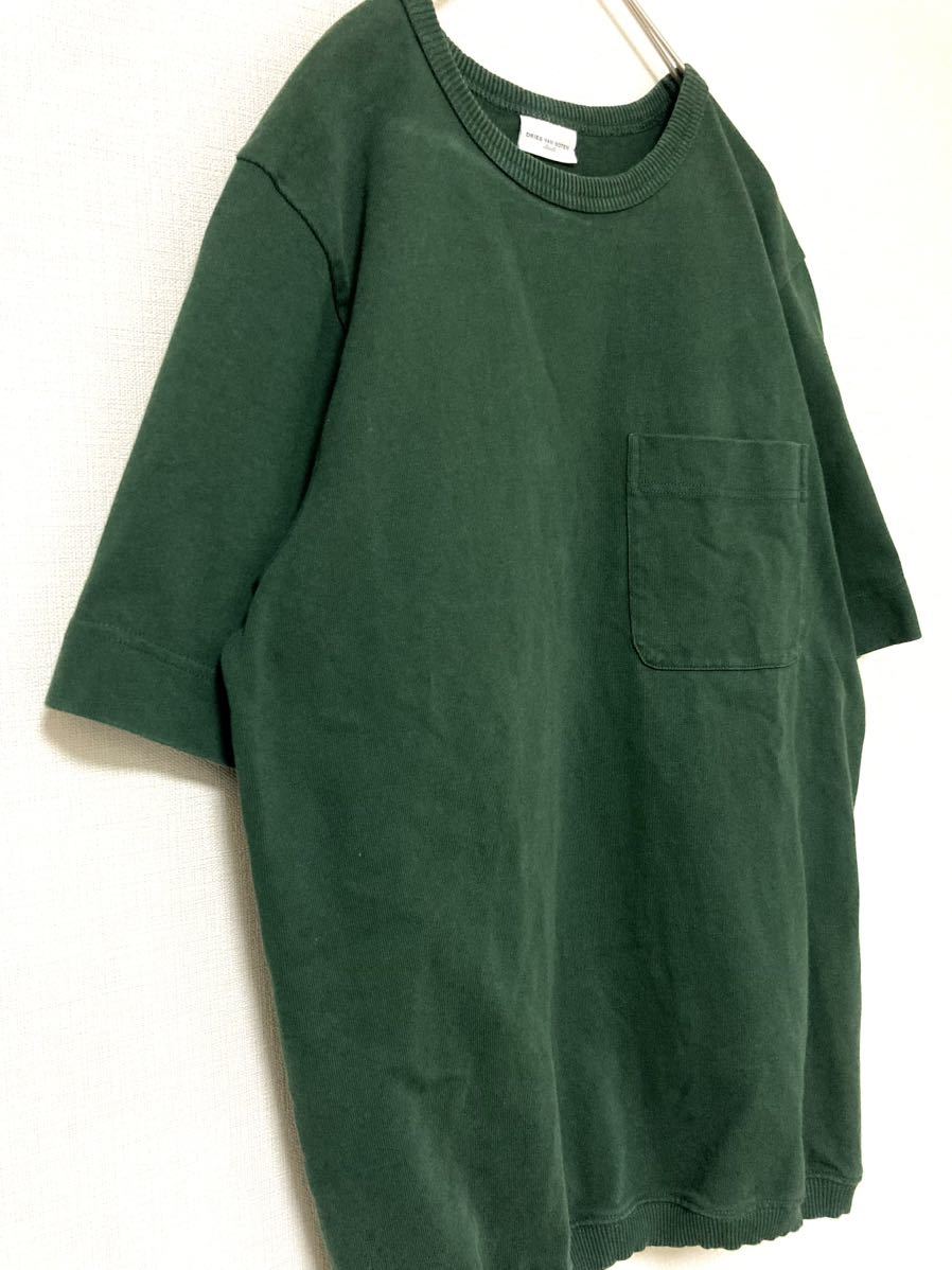  Dries Van Noten DRIES VAN NOTEN crew neck rib t shirt knitted short sleeves men's green green tops cotton 