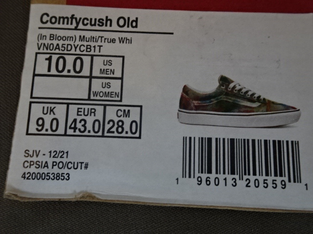 激レア USA限定 軽量高機能クッション【ComfyCush】 バンズ【Vans】【ComfyCush Old Skool】US 10.0インチ28.0㌢新品未使用