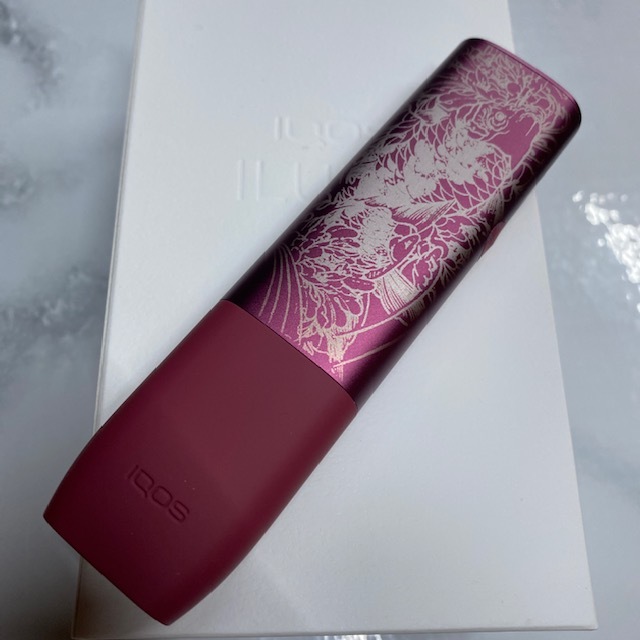 iQOS ILUMA ONE アイコス イルマ ワン 鯉 滝登り 菊 レーザー加工 和柄 和彫り サンセットレッド 赤 両面加工  アンティーク、コレクション 雑貨 喫煙グッズ