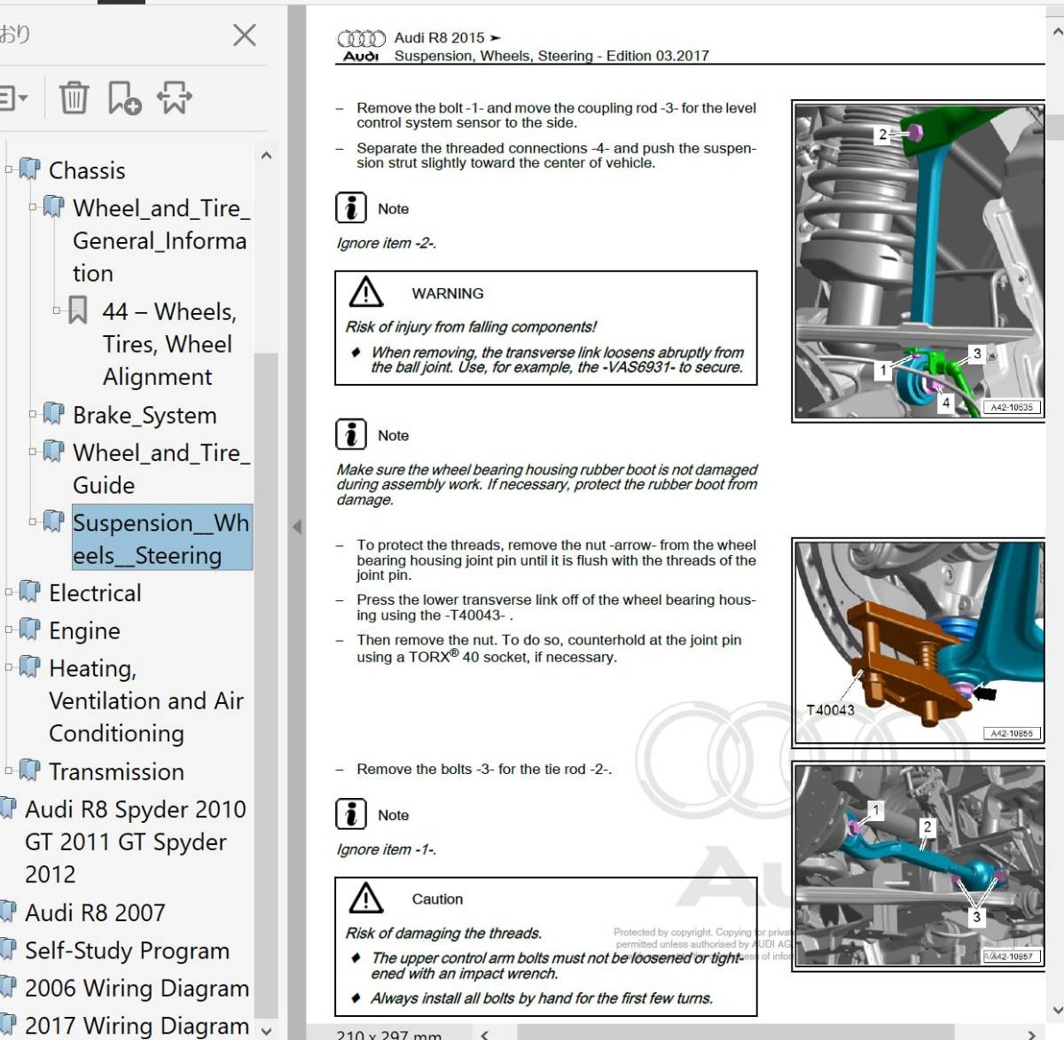 AUDI R8 2006-2017 Spyder GT GTSpyder service book repair book repair manual body repair wiring diagram 