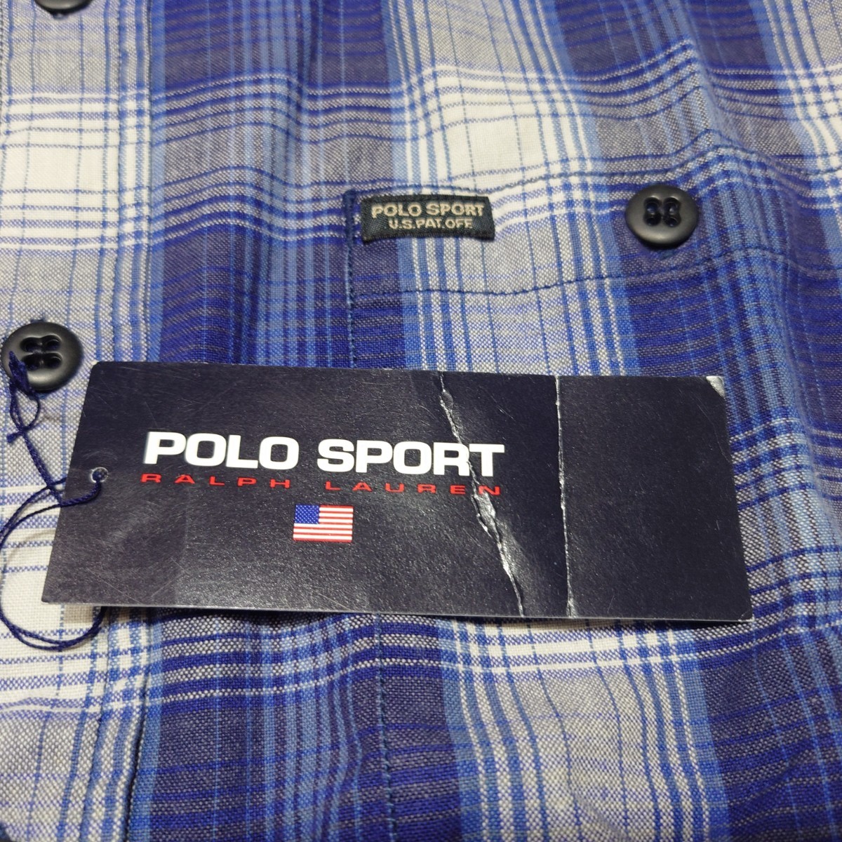 デッドストック　90s POLO SPORTS 　オンブレチェックシャツ　古着　ポロスポーツ_画像6