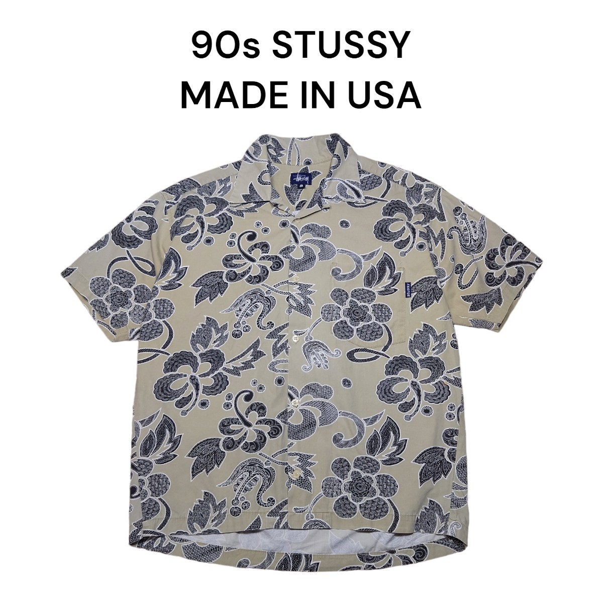 USA製　90s STUSSY　アロハシャツ　古着　ステューシー　オープンカラー_画像1