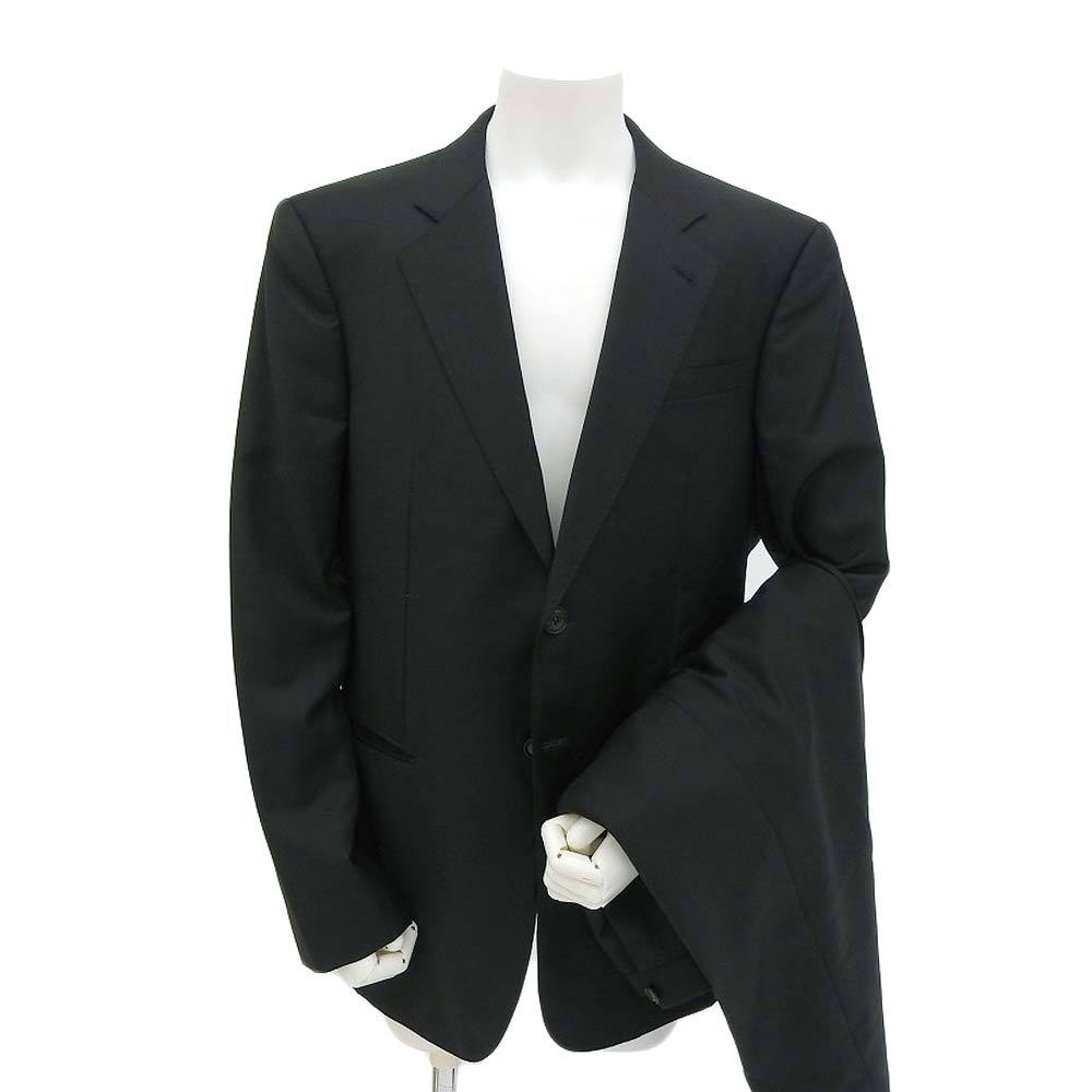 美品 ジョルジオ アルマーニ GIORGIO ARMANI TRADER D シングル スーツ 2つボタン メンズ 54 黒 ブラック 黒タグ