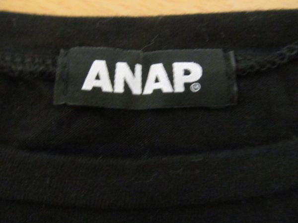 (49490)ANAP　アナップ　キッズ　半袖　Tシャツ　カットソー　ブラック　F　USED_特に目立った汚れはありません。