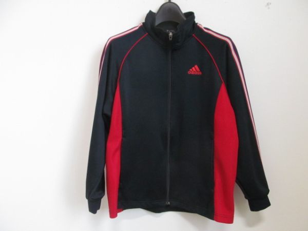 (52975)アディダス　adidas　CLIMA365　ジップ　ジャケット　ジャージ　ネイビー×レッド　160　USED_写真参照下さい。