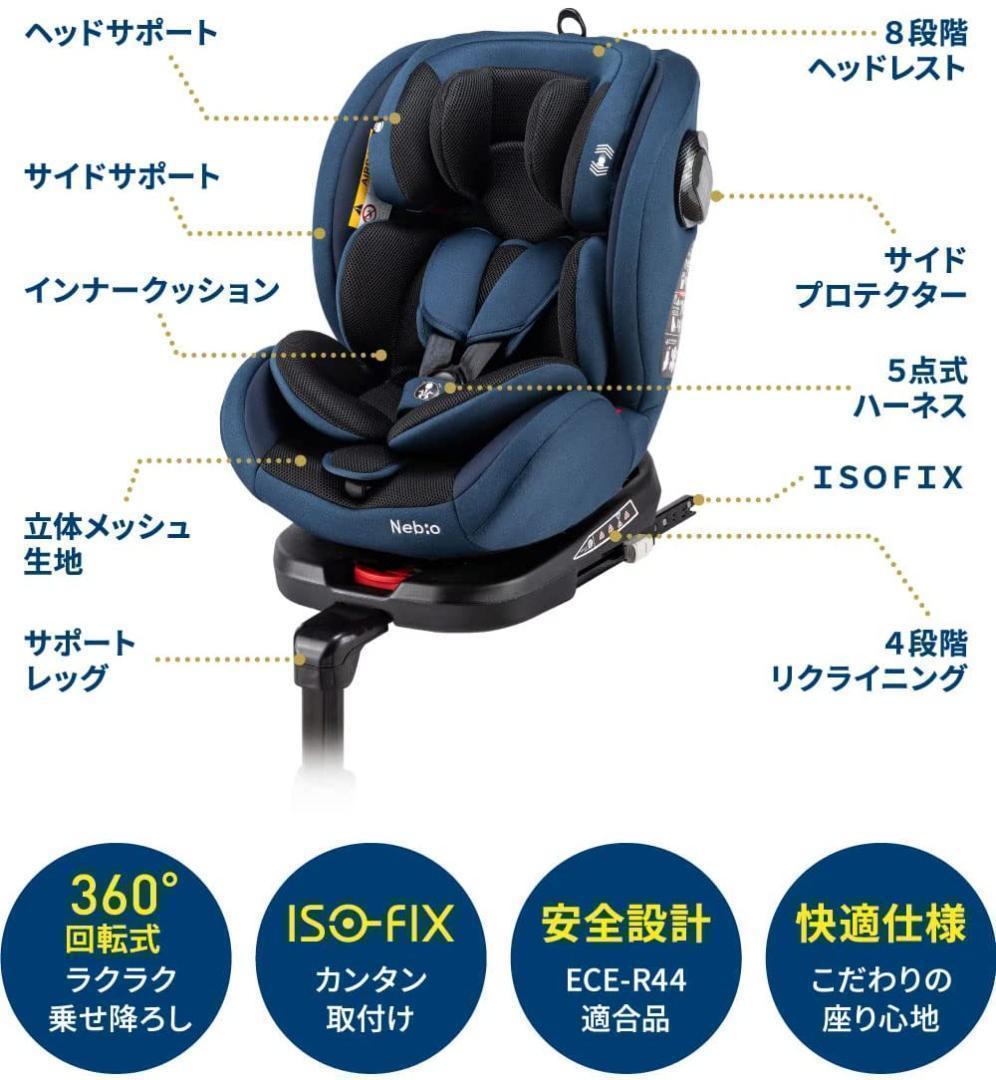 送料無料 回転式 0~11歳まで ISOFIX ターンピット ネビオ Nebio グレー