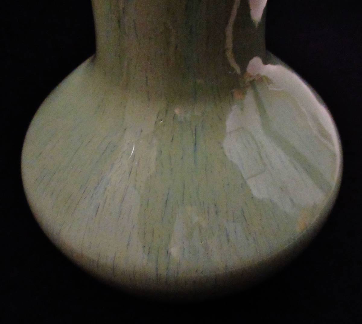 釣窯釉花瓶【加藤五山】晩年の作品　直径13cm 高さ22cm 箱無し_釣窯釉の拡大
