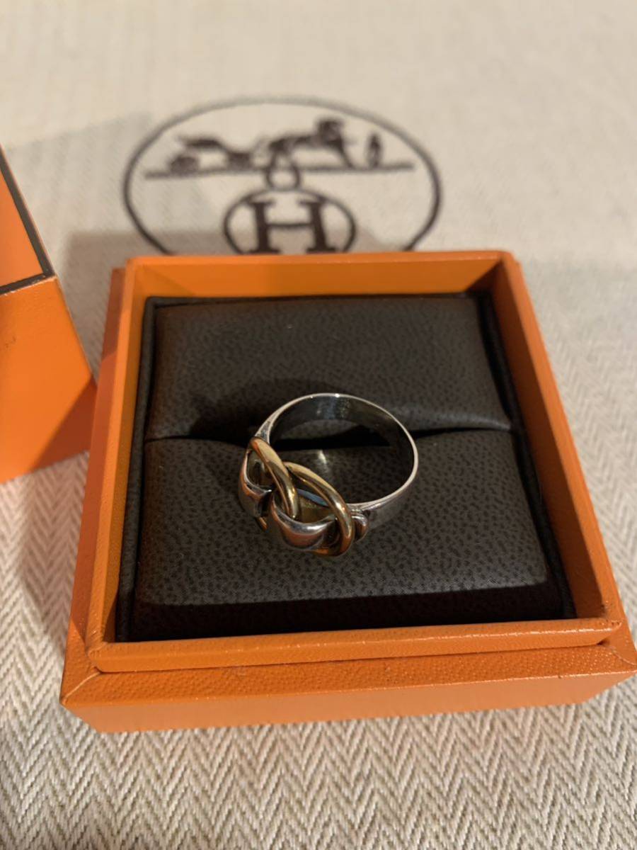 送料安!HERMES エルメス ドゥザノー k18×シルバー925 コンビリング