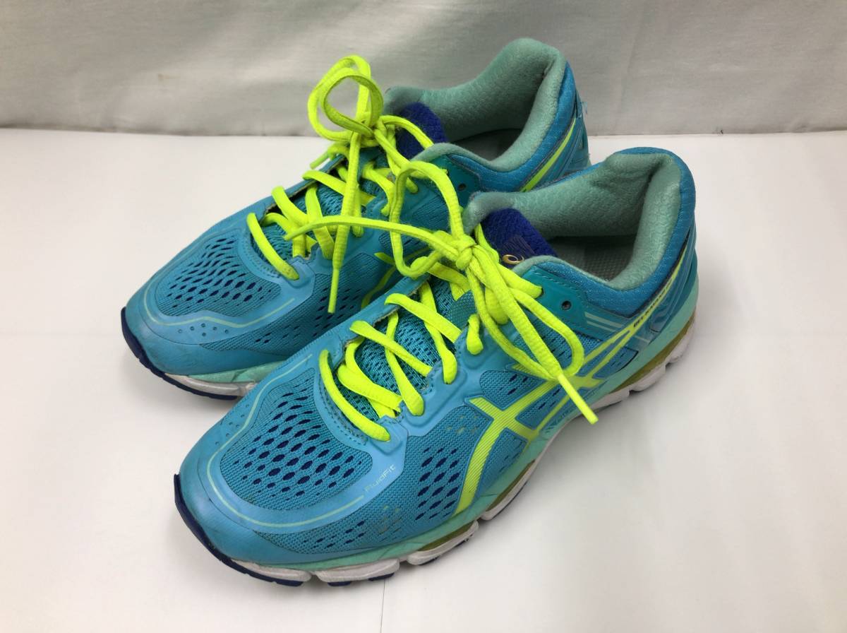 asics レディース ランニングシューズ 23cm ライトブルー 水色x蛍光