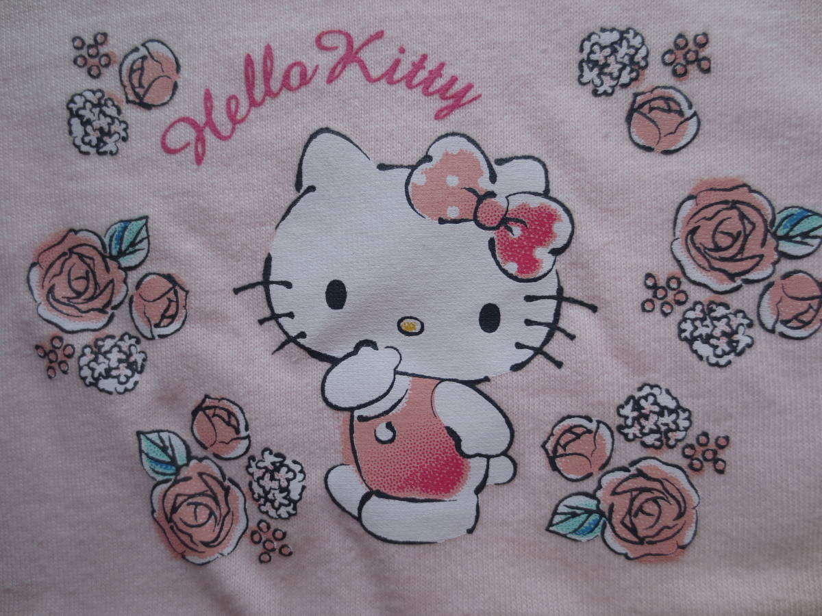 新品 100 ハローキティ 長袖Tシャツ 綿100% ピンク バラ かわいい 花柄 サンリオ キティちゃん 女の子 春物 保育園 幼稚園 95cm～ 送料無料_画像3