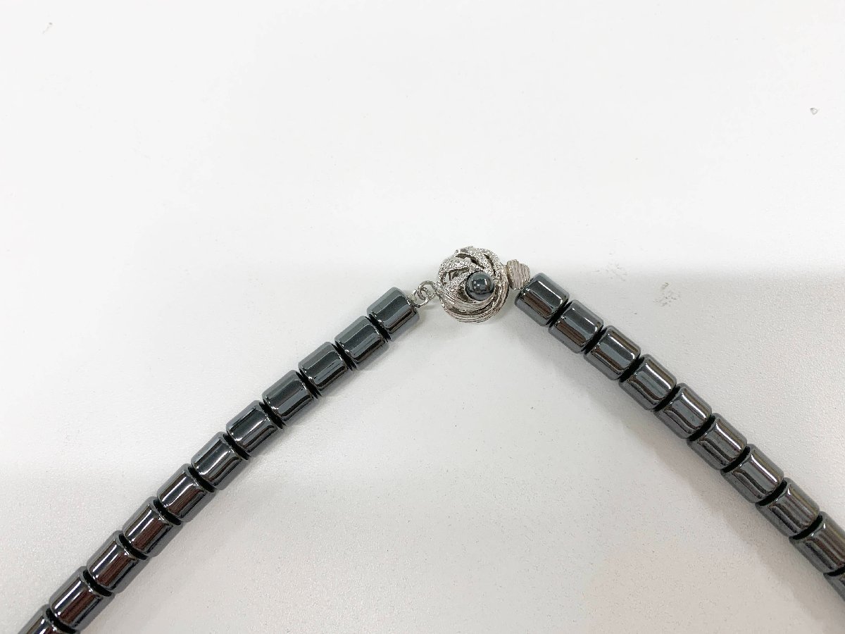 上品 ヘマタイト 天然石 磁気ネックレス 健康 アクセサリー ブラック 磁気