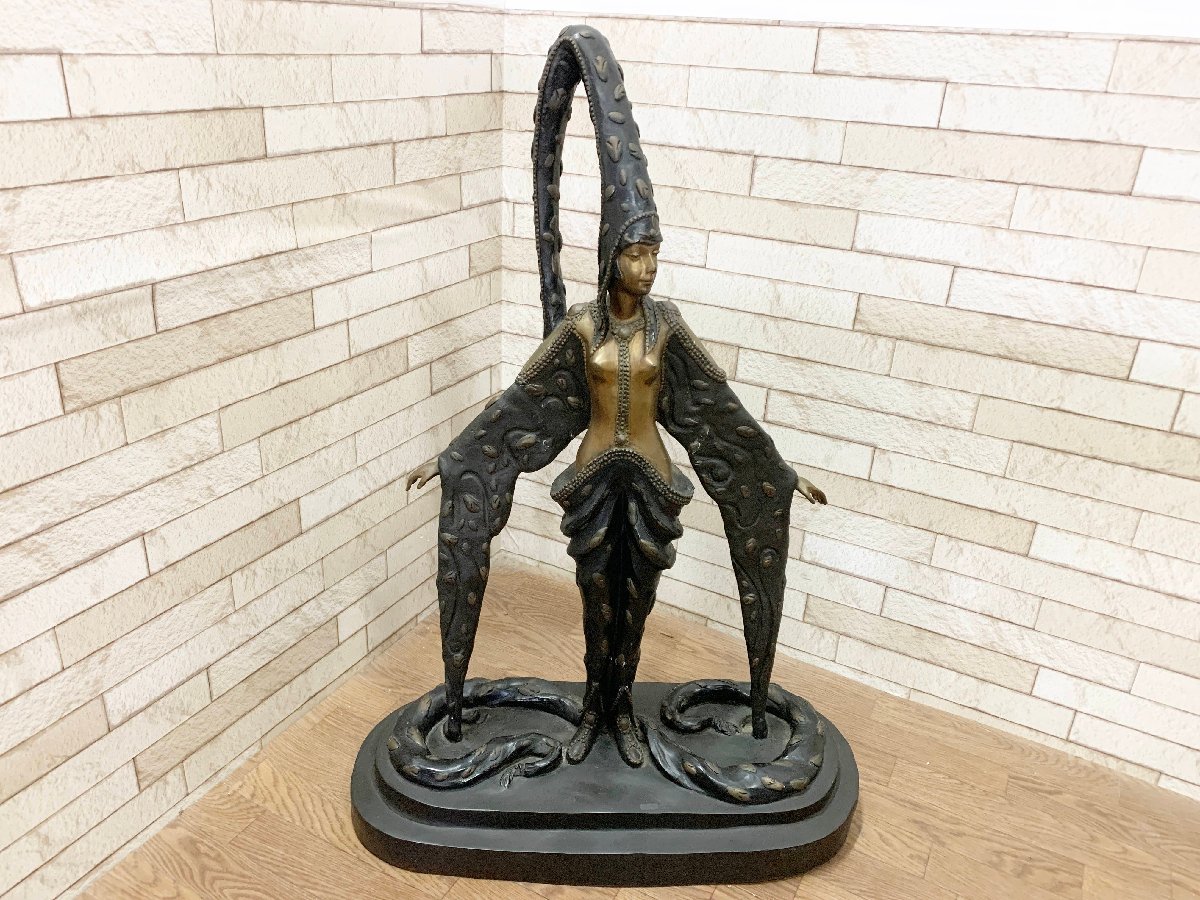アールヌーボー/彫刻大型ブロンズ像 オブジェ アンティーク インテリア置物 コレクション ポージング 高さ88.5㎝の画像1