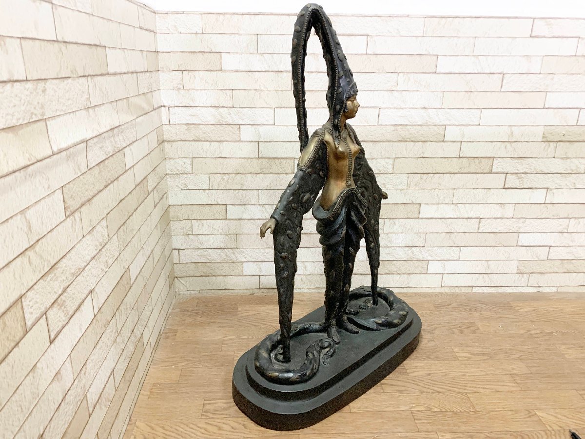 アールヌーボー/彫刻大型ブロンズ像 オブジェ アンティーク インテリア置物 コレクション ポージング 高さ88.5㎝_画像2