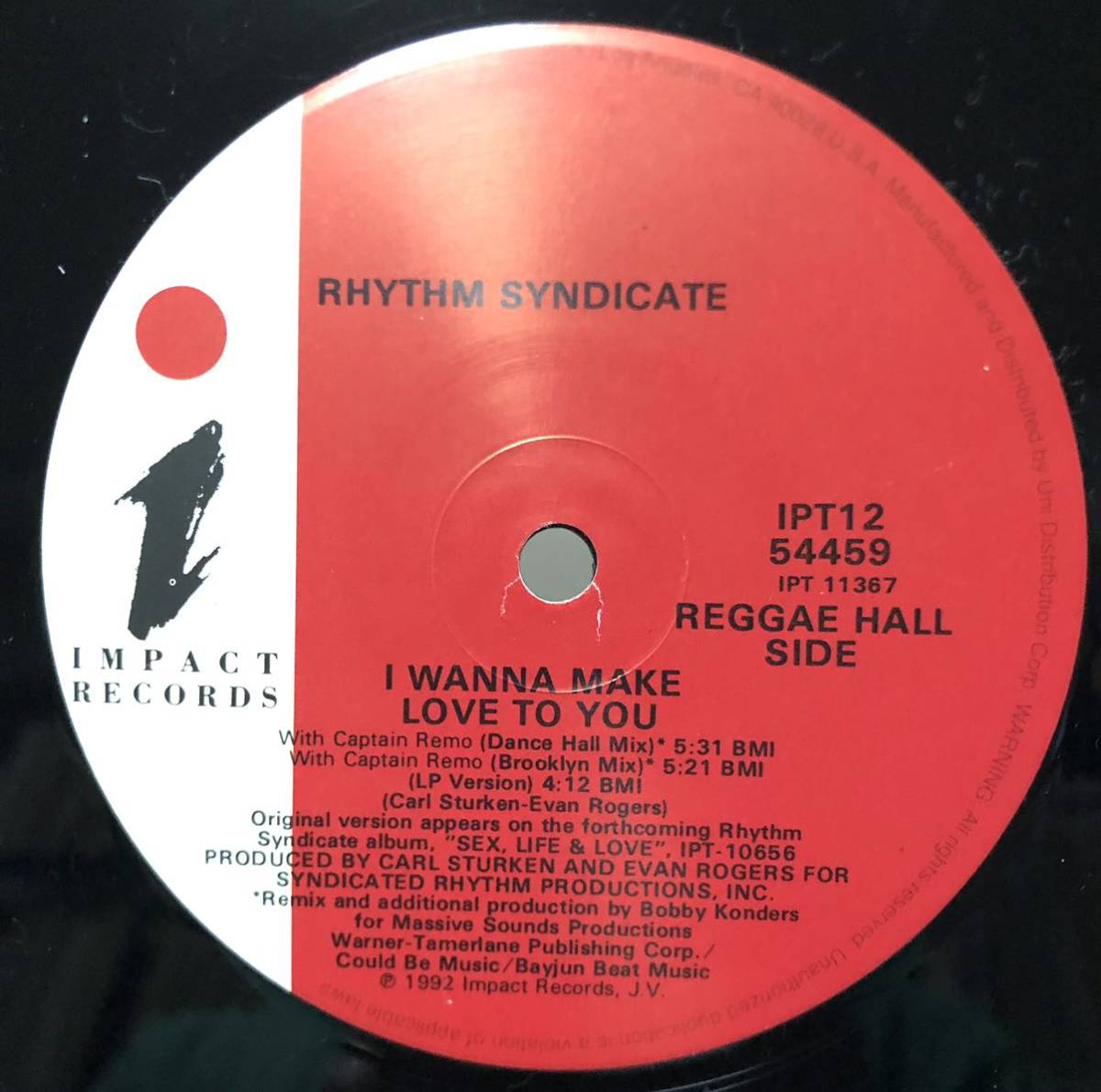 レア 倉庫出 シュリンク 1992 Rhythm Syndicate / I Wanna Make Love To You Feat Captian Remo Original US 12 90s Hip Hop Reggae Raga_画像2