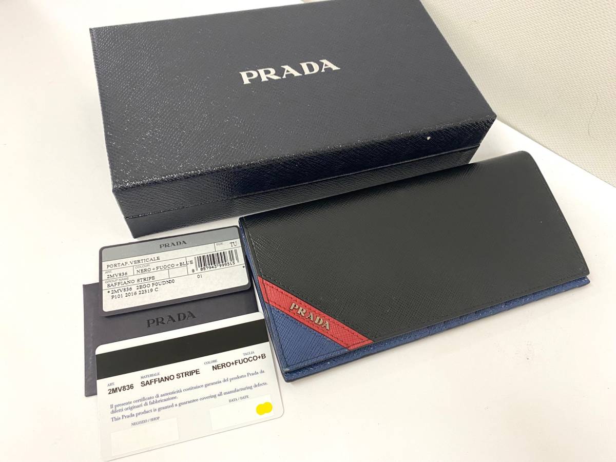 ヤフオク! - PRADA プラダ サフィアーノ ストライプ 長財布 2M...