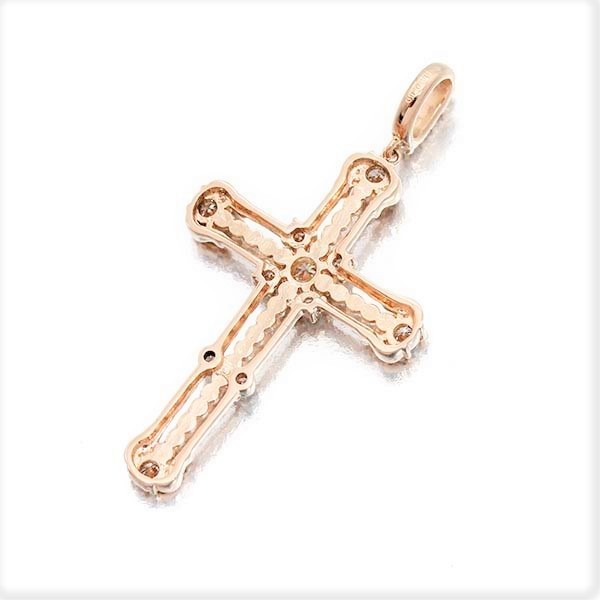 [ pendant top ] pink gold (K18PG) diamond (0.60ct) Cross 4g