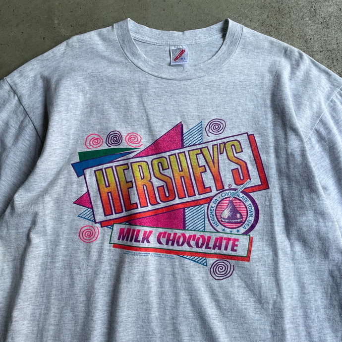 90年代 USA製 HERSHEY'S ハーシー キスチョコ 企業ロゴ アドバタイジング プリントTシャツ メンズXL