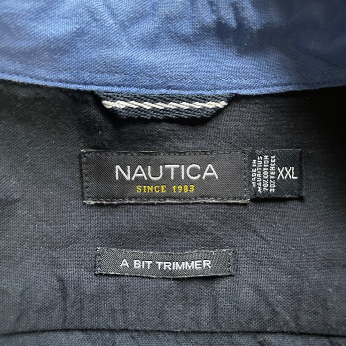 ビッグサイズ NAUTICA ノーティカ コットン×テンセル 切り替え 袖ロゴ 刺繍 長袖 ボタンダウンシャツ メンズ2XL_画像9