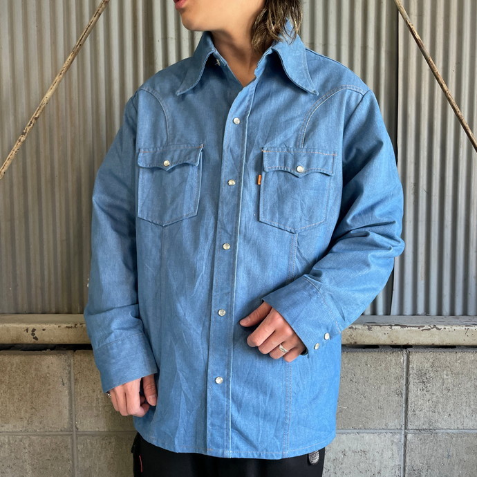 70年代 Levi's リーバイス オレンジタブ ウエスタンシャツ メンズXL_画像1