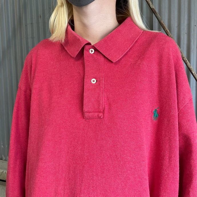 ビッグサイズ Polo Ralph Lauren ポロラルフローレン 鹿の子 長袖ポロシャツ メンズXXL_画像3