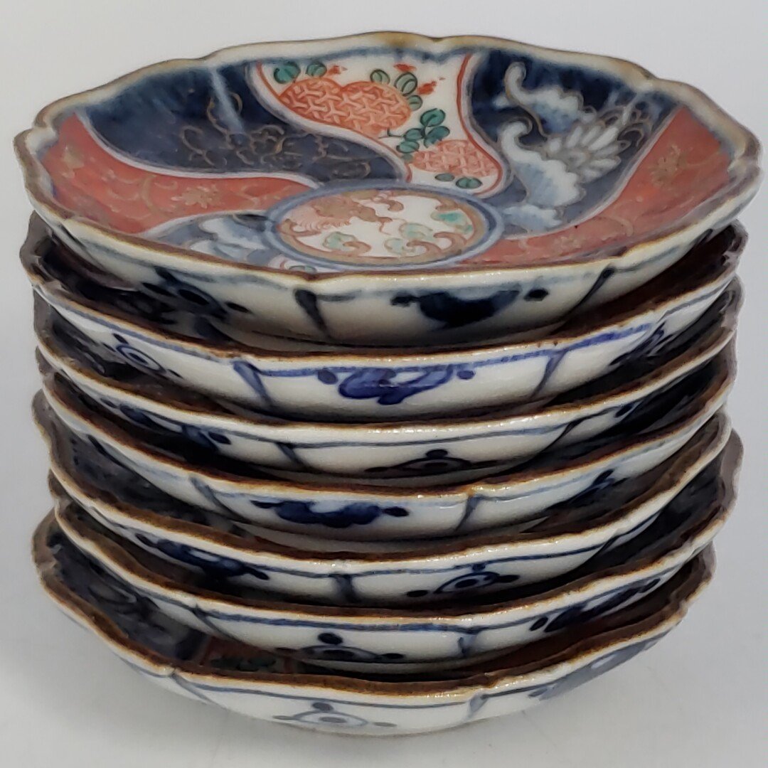 伊万里 豆小皿 色絵 捻り染付 金彩 古伊万里 7枚 豆皿 手塩皿 和食器